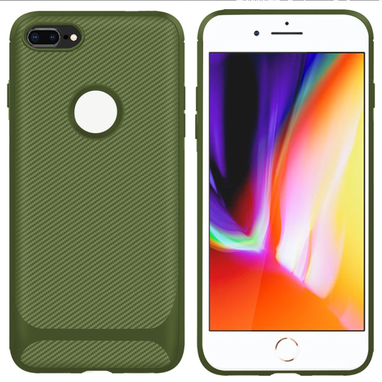 

For iPhone 8 Plus / 7 Plus ENKAY ENK-PC027 Carbon Fiber Texture Solid Color TPU Slim Case Soft Cover(Green)