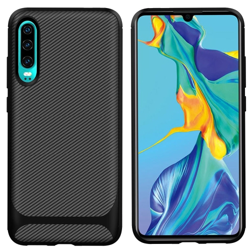 

For Huawei P30 ENKAY ENK-PC023 Carbon Fiber Texture Solid Color TPU Slim Case Soft Cover(Black)