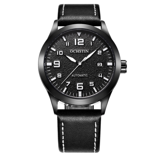 

Ochstin 62028 Fashion Fully Automatic Mechanical Watch Waterproof Men Leisure Mechanical Watch Calendar Leather Watch(Black)