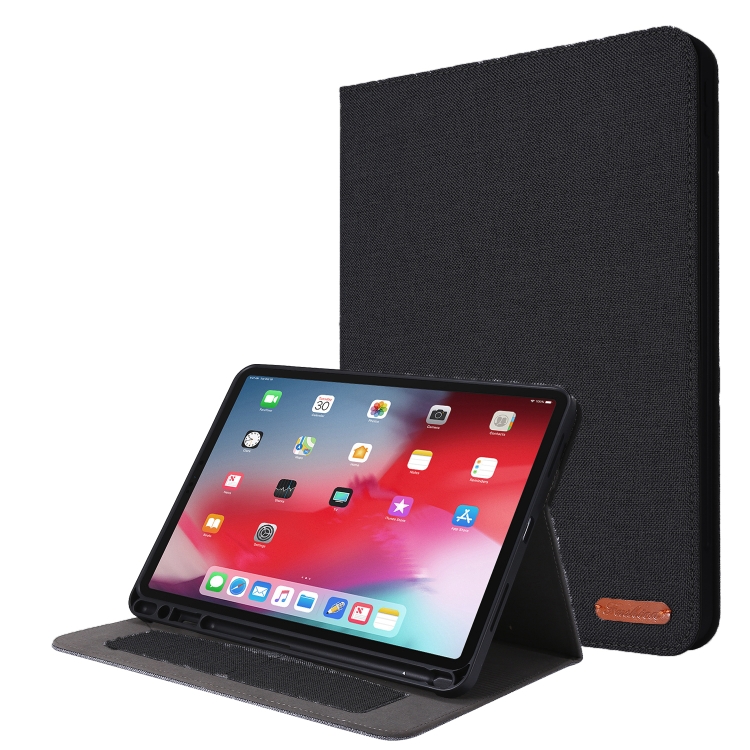

For iPad Pro 11(2020) Horizontal Flip TPU + Fabric PU Leather Protective Case with Name Card Clip(Black)