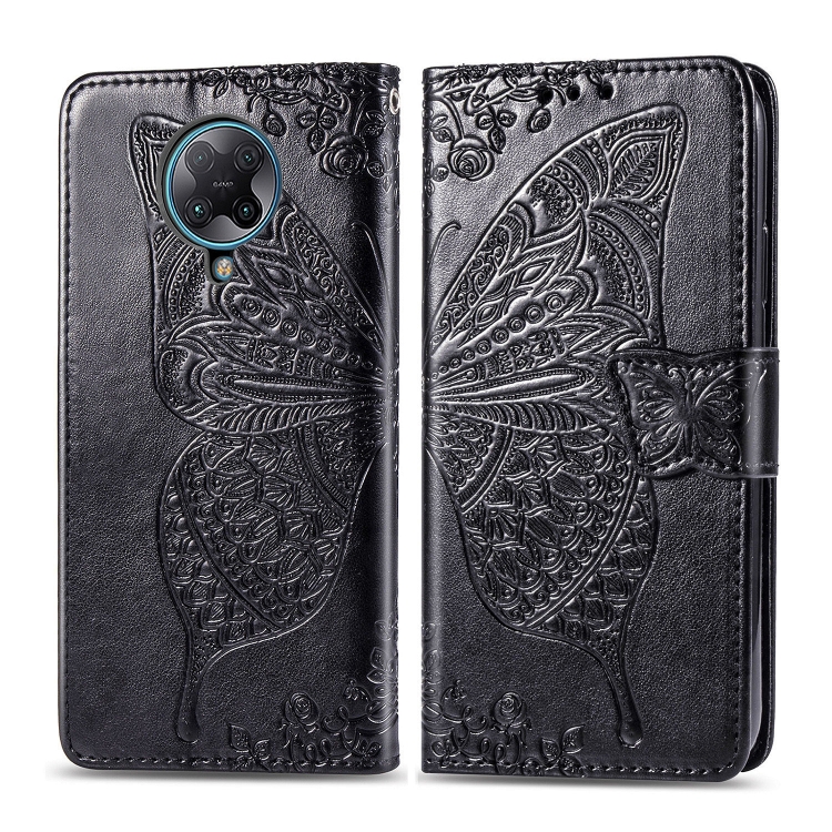 

For Xiaomi Redmi K30 Pro Butterfly Love Flower Embossed Horizontal Flip Leather Case with Bracket / Card Slot / Wallet / Lanyard(Black)