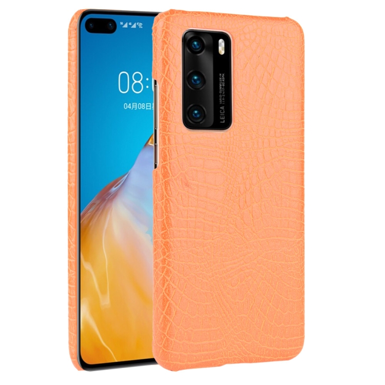

For Huawei P40 Shockproof Crocodile Texture PC + PU Case(Orange)