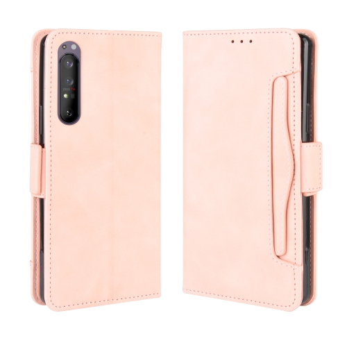 

For Sony Xperia 1 II Wallet Style Skin Feel Calf Pattern Leather Case ，with Separate Card Slot(Pink)