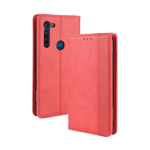 

For Motorola Moto G8 Power Magnetic Buckle Retro Crazy Horse Texture Horizontal Flip Leather Case , with Holder & Card Slots & Photo Frame(Red)