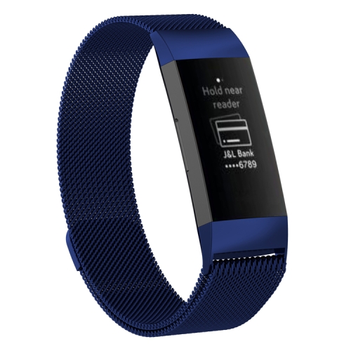 

Stainless Steel Magnet Wrist Strap for FITBIT Charge 4， Large Size: 210x18mm(Blue)
