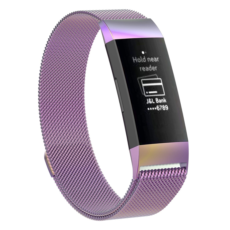 

Stainless Steel Magnet Wrist Strap for FITBIT Charge 4， Large Size: 210x18mm(Light Purple)