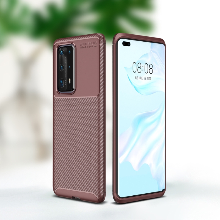 

For Huawei P40 Pro+ Carbon Fiber Texture Shockproof TPU Case(Brown)