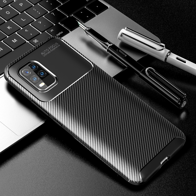 

For Xiaomi Mi 10 Lite 5G Carbon Fiber Texture Shockproof TPU Case(Black)