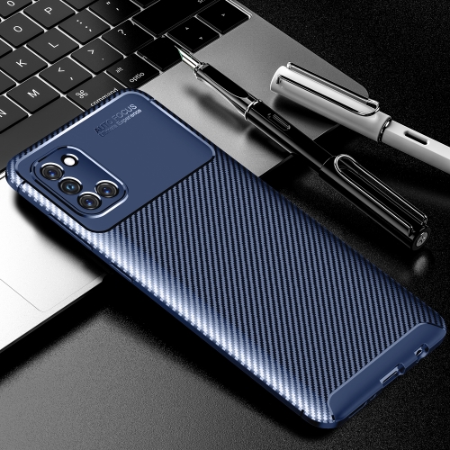 

For Galaxy A31 Carbon Fiber Texture Shockproof TPU Case(Blue)