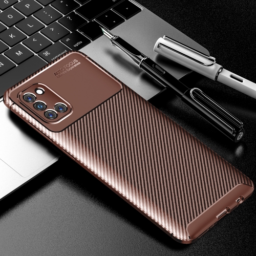 

For Galaxy A31 Carbon Fiber Texture Shockproof TPU Case(Brown)