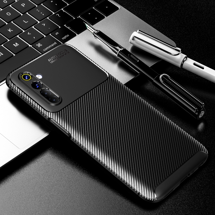 

For OPPO Realme 6 Carbon Fiber Texture Shockproof TPU Case(Black)
