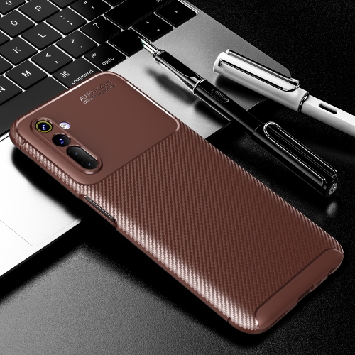 

For OPPO Realme 6 Carbon Fiber Texture Shockproof TPU Case(Brown)