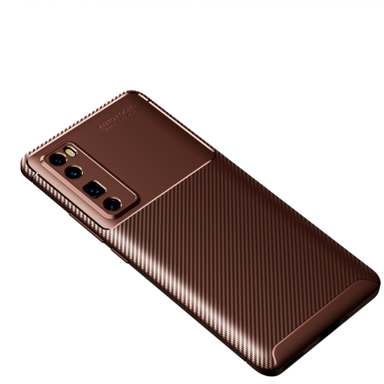 

For Huawei Nova 7 Pro Carbon Fiber Texture Shockproof TPU Case(Brown)