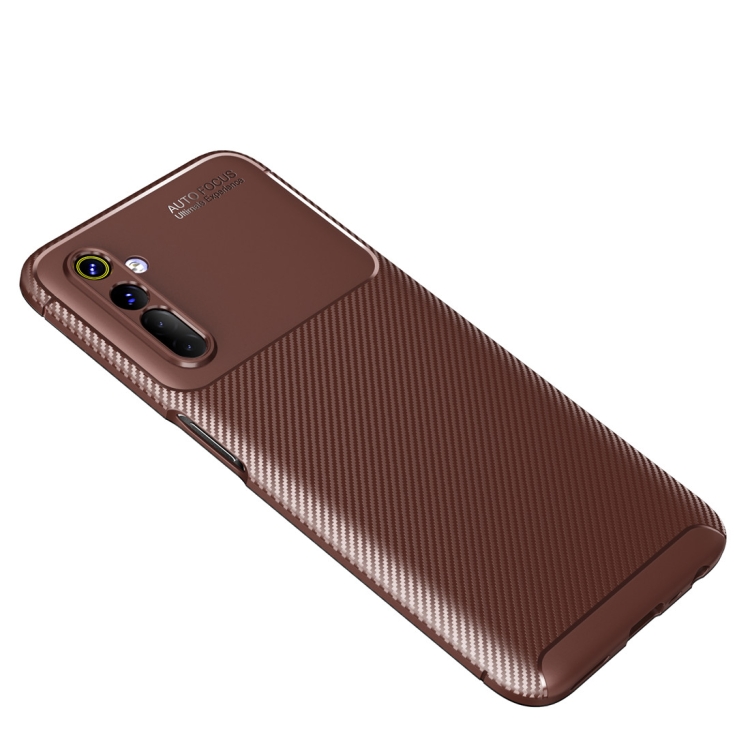 

For OPPO Realme 6 Carbon Fiber Texture Shockproof TPU Case(Brown)