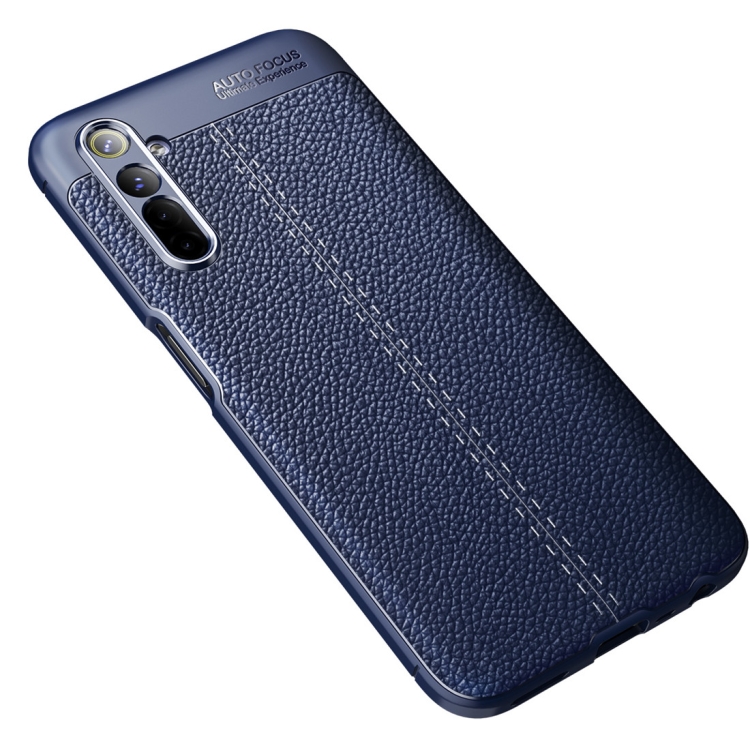 

For OPPO Realme 6 Litchi Texture TPU Shockproof Case(Navy Blue)