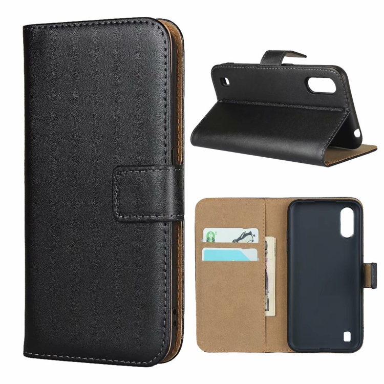

For Galaxy A01 Leather Horizontal Flip Holster With Magnetic Clasp and Bracket and Card Slot and Wallet(Black)