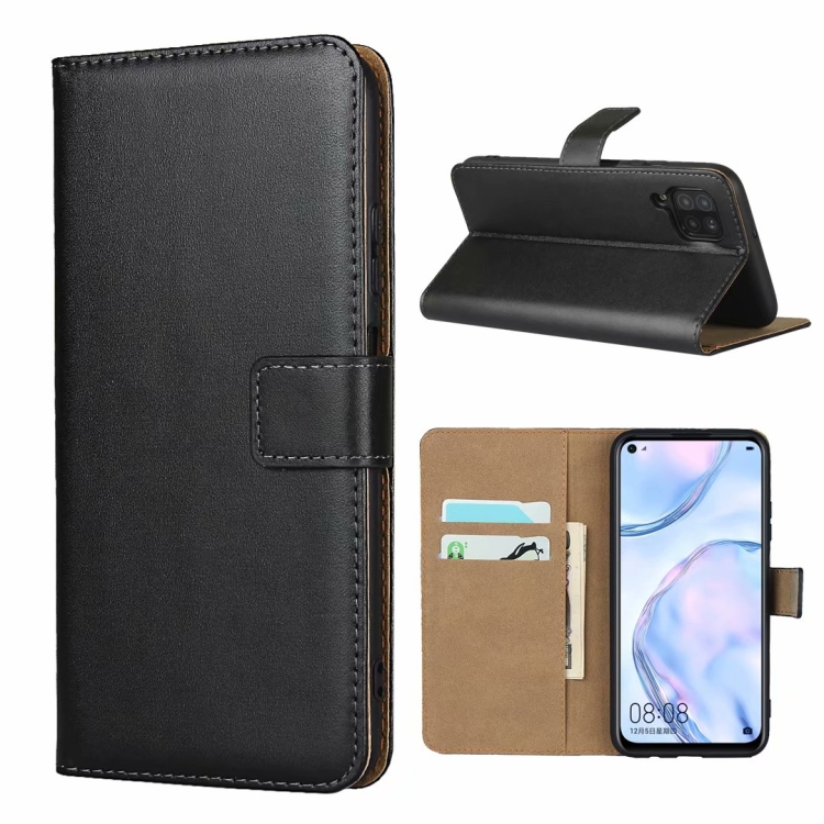 

For Huawei Nova 6SE/P40 Lite/Nova 7i Leather Horizontal Flip Holster With Magnetic Clasp and Bracket and Card Slot and Wallet(Black)
