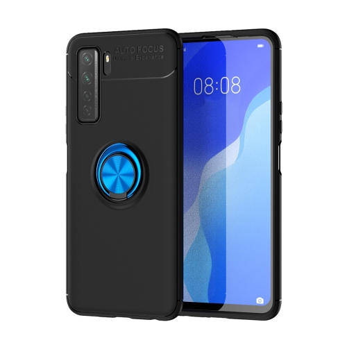 

For Huawei Nova 7 SE Metal Ring Holder 360 Degree Rotating TPU Case(Black+Blue)