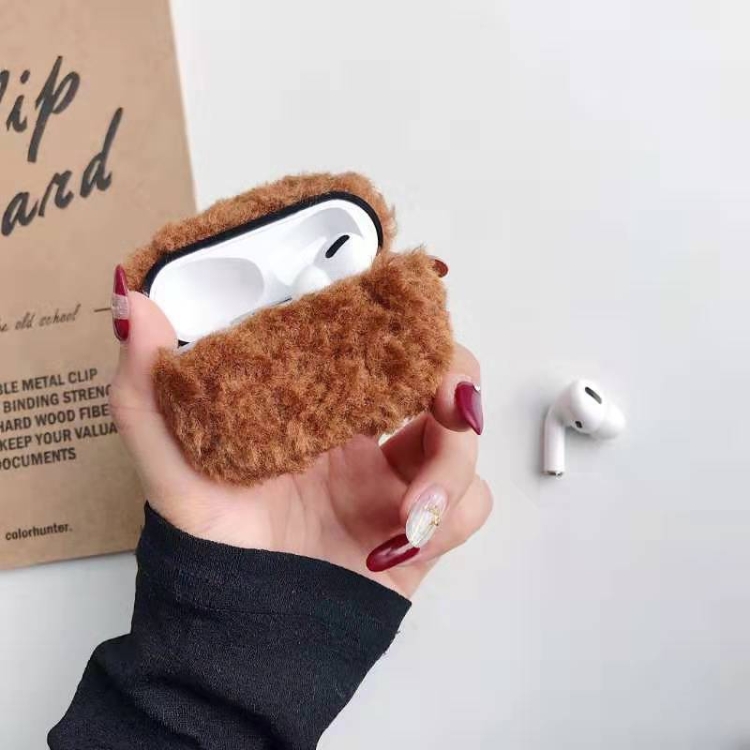 

For Apple AirPods Pro Plush Bluetooth Headphone Protective Case(Brown)
