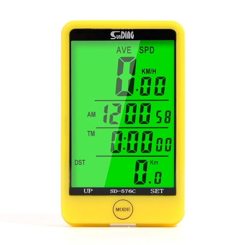 

SUNDING SD-576C Bicycle LCD Backlight Stopwatch Bike Speedometer Cycling Odometer Stopwatch(Yellow)