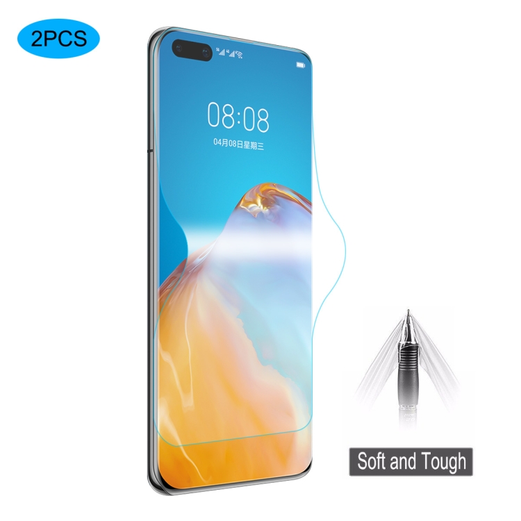 

For Huawei P40 Pro 2 PCS ENKAY Hat-Prince 0.1mm 3D Full Screen Protector Explosion-proof Hydrogel Film