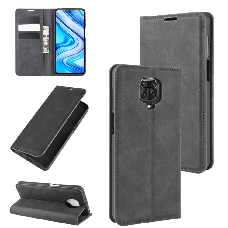 

For Xiaomi Redmi Note 9 Pro / Note 9S / Note 9 Pro Max Retro-skin Business Magnetic Suction Leather Case with Holder & Card Slots & Wallet(Black)