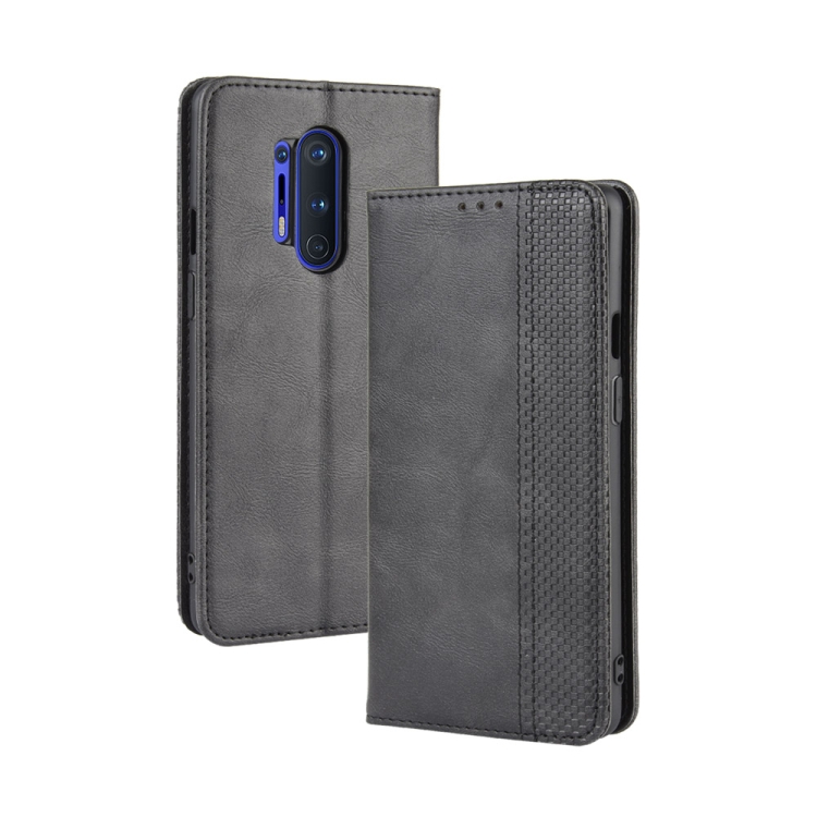 

For OnePlus 8 Pro Magnetic Buckle Retro Crazy Horse Texture Horizontal Flip Leather Case with Holder & Card Slots & Photo Frame(Black)