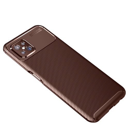 

For OPPO A92s Carbon Fiber Texture Shockproof TPU Case(Brown)