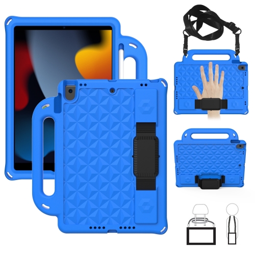 

For iPad 10.2 (2019) / Pro 10.5 Diamond Texture Design EVA Children Shockproof Protective Case with Strap(Blue+Black)
