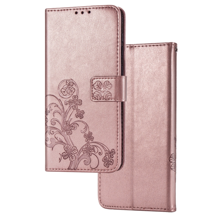 

For Huawei P40 Lite 5G & Nova 7 SE Lucky Clover Pressed Flowers Pattern Leather Case with Holder & Card Slots & Wallet & Hand Strap(Rose Gold)