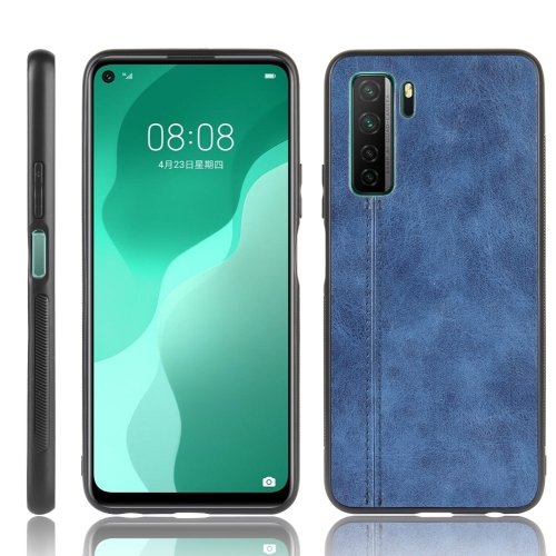 

For Huawei Nova 7 SE Shockproof Sewing Cow Pattern Skin PC + PU + TPU Case(Blue)