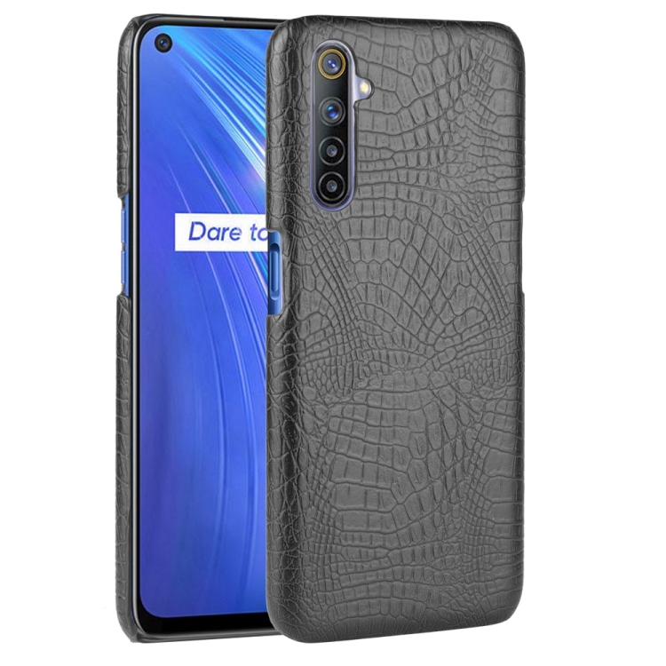 

For Oppo Realme 6 Shockproof Crocodile Texture PC + PU Case(Black)