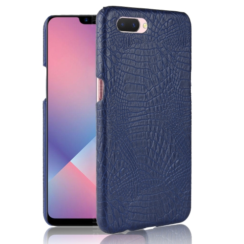 

For Oppo A12e Shockproof Crocodile Texture PC + PU Case(Blue)