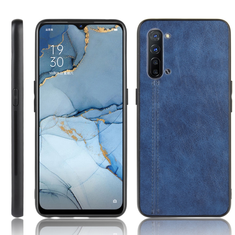

For Oppo Find X2 Lite Shockproof Sewing Cow Pattern Skin PC + PU + TPU Case(Blue)