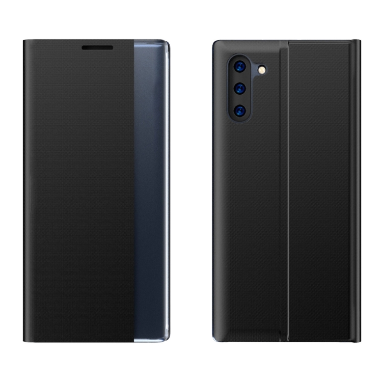 

For Galaxy Note 10 Side Display Magnetic Horizontal Flip Plain Texture Cloth + PC Case with Holder & Sleep / Wake-up Function(Black)