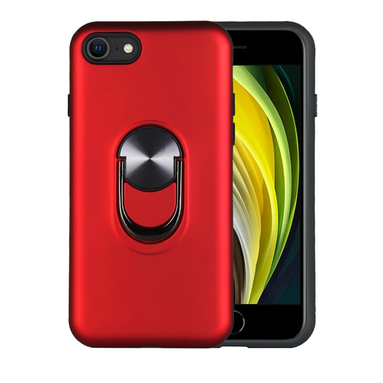 

For iPhone SE 2020 360 Rotary Multifunctional Stent PC+TPU Case with Magnetic Invisible Holder(Red)