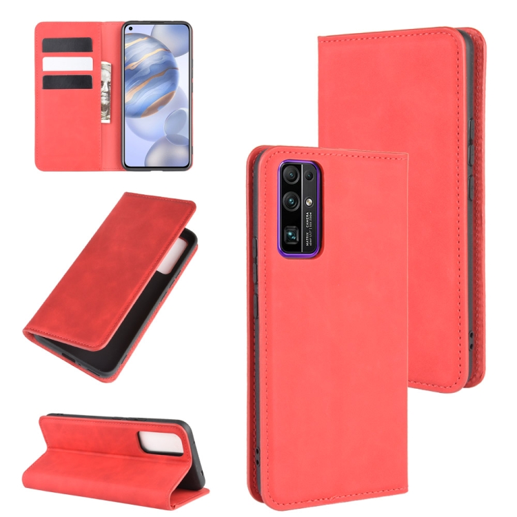 

For Huawei Honor 30 Retro-skin Business Magnetic Suction Leather Case with Holder & Card Slots & Wallet(Red)