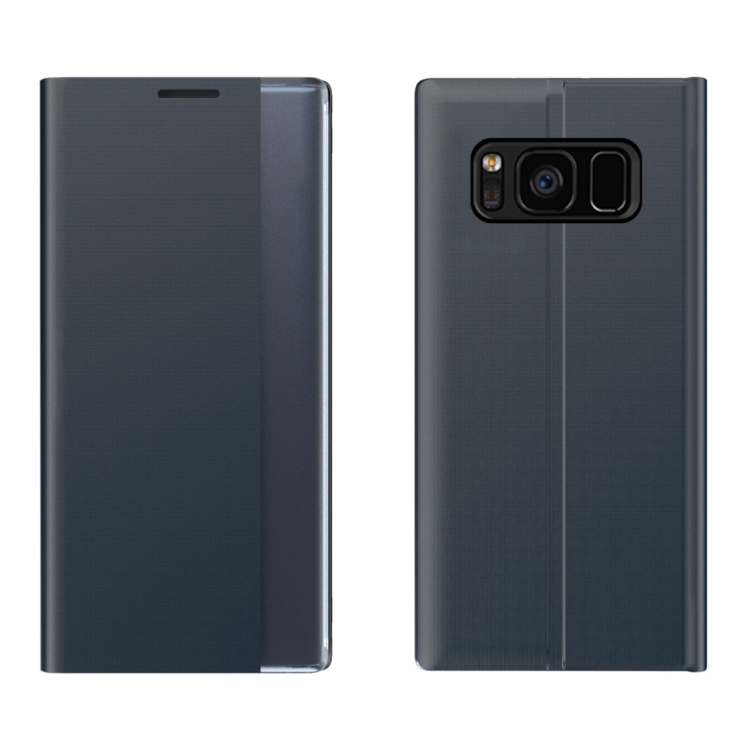 

For Galaxy Note 8 Side Display Magnetic Horizontal Flip Plain Texture Cloth + PC Case with Holder & Sleep / Wake-up Function(Dark Blue)