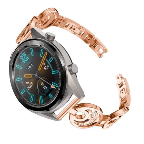 

22mm For Huawei Watch GT2e GT2 46mm Sun Moon Star Aluminum Alloy Strap(Rose Gold)