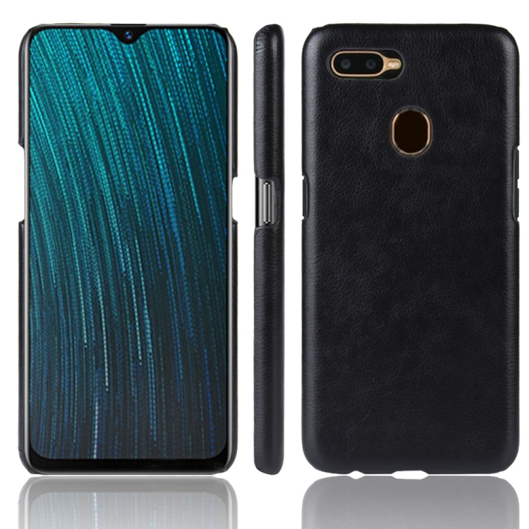 

For Oppo A12 Shockproof Litchi Texture PC + PU Case(Black)