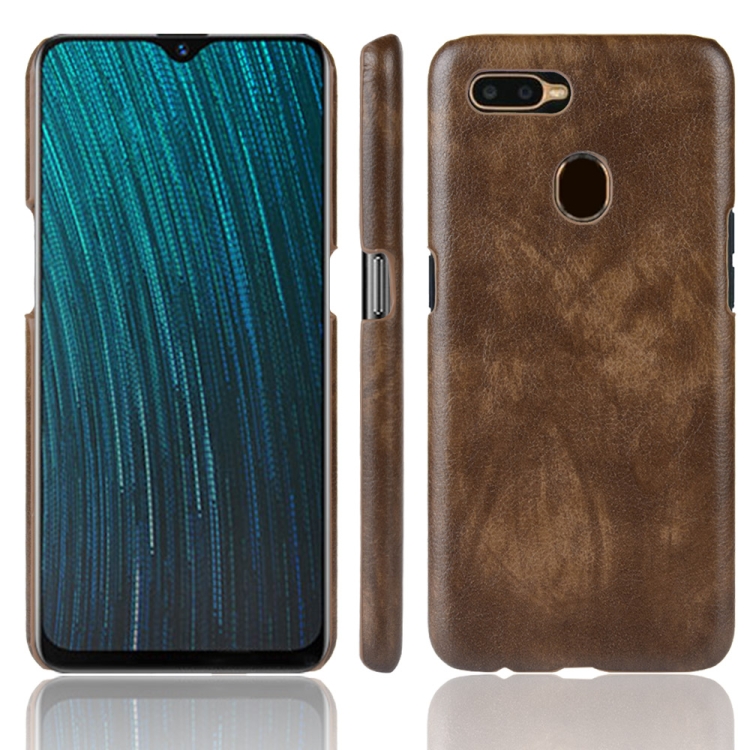 

For Oppo A12 Shockproof Litchi Texture PC + PU Case(Brown)