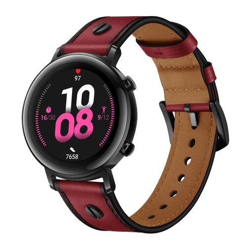 

22mm For Huawei Watch GT2e / GT2 46mm Strap Leather Strap(Dark red)