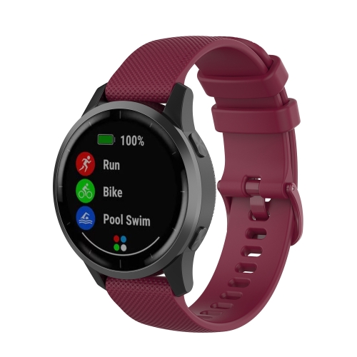 

For Garmin Vivoactive 4 22mm Silicone Strap(Wine Red)