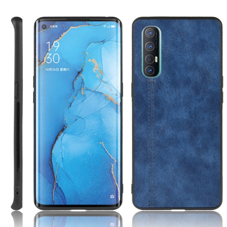 

For Oppo Find X2 Neo Shockproof Sewing Cow Pattern Skin PC + PU + TPU Case(Blue)