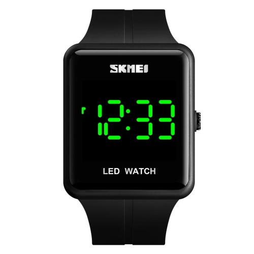 

SKMEI 1541 Fashion Led Watch Square Couple Model Waterproof Electronic Watch Silicone Watch(Black)