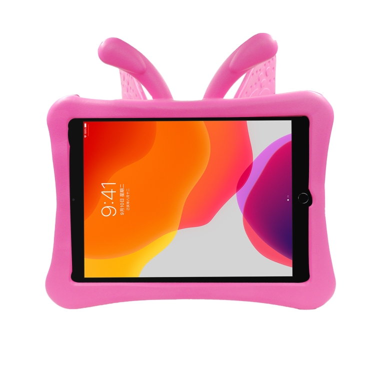 

For iPad 10.2(2019)/10.5 Butterfly Bracket Style EVA Children Falling Proof Flat Cover protective Shell/Case(RoseRed)