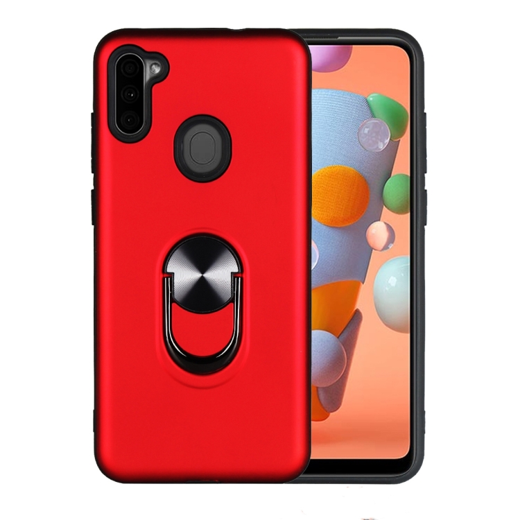 

For Galaxy A11 360 Rotary Multifunctional Stent PC+TPU Case with Magnetic Invisible Holder(Red)