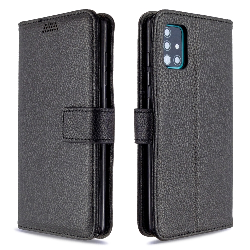 

For Galaxy A51 Litchi Texture Horizontal Flip Leather Case with Holder & Card Slots & Wallet & Photo Frame(Black)