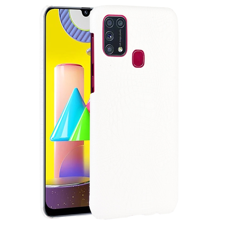 

For Galaxy M31 Shockproof Crocodile Texture PC + PU Case(White)