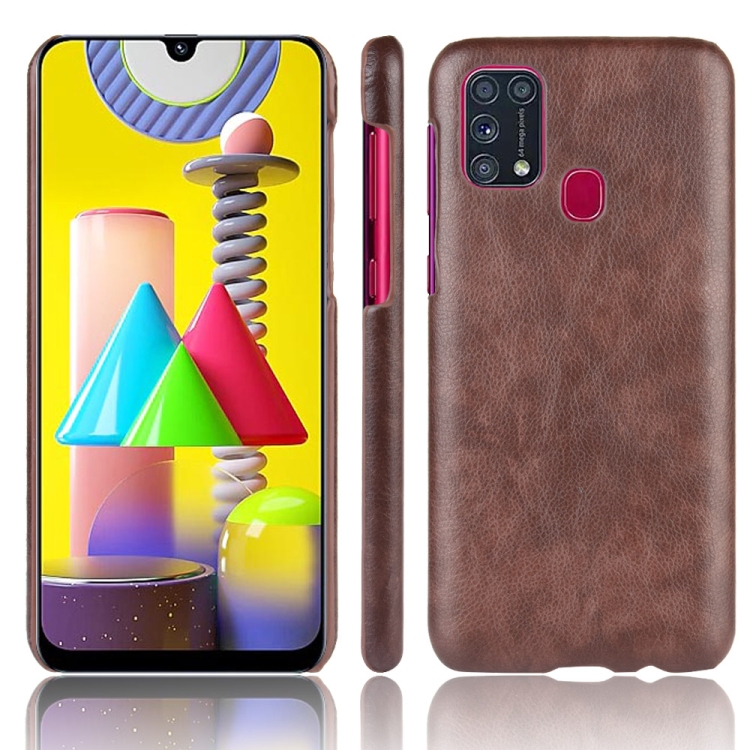 

For Galaxy M31 Shockproof Litchi Texture PC + PU Case(Brown)